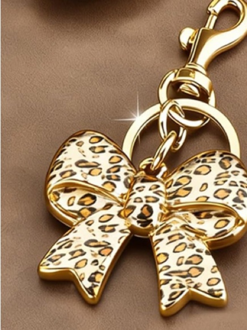 Leopard bow purse/bag charm keychain